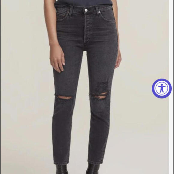 AGOLDE black Nico Cassette distressed skinny jeans